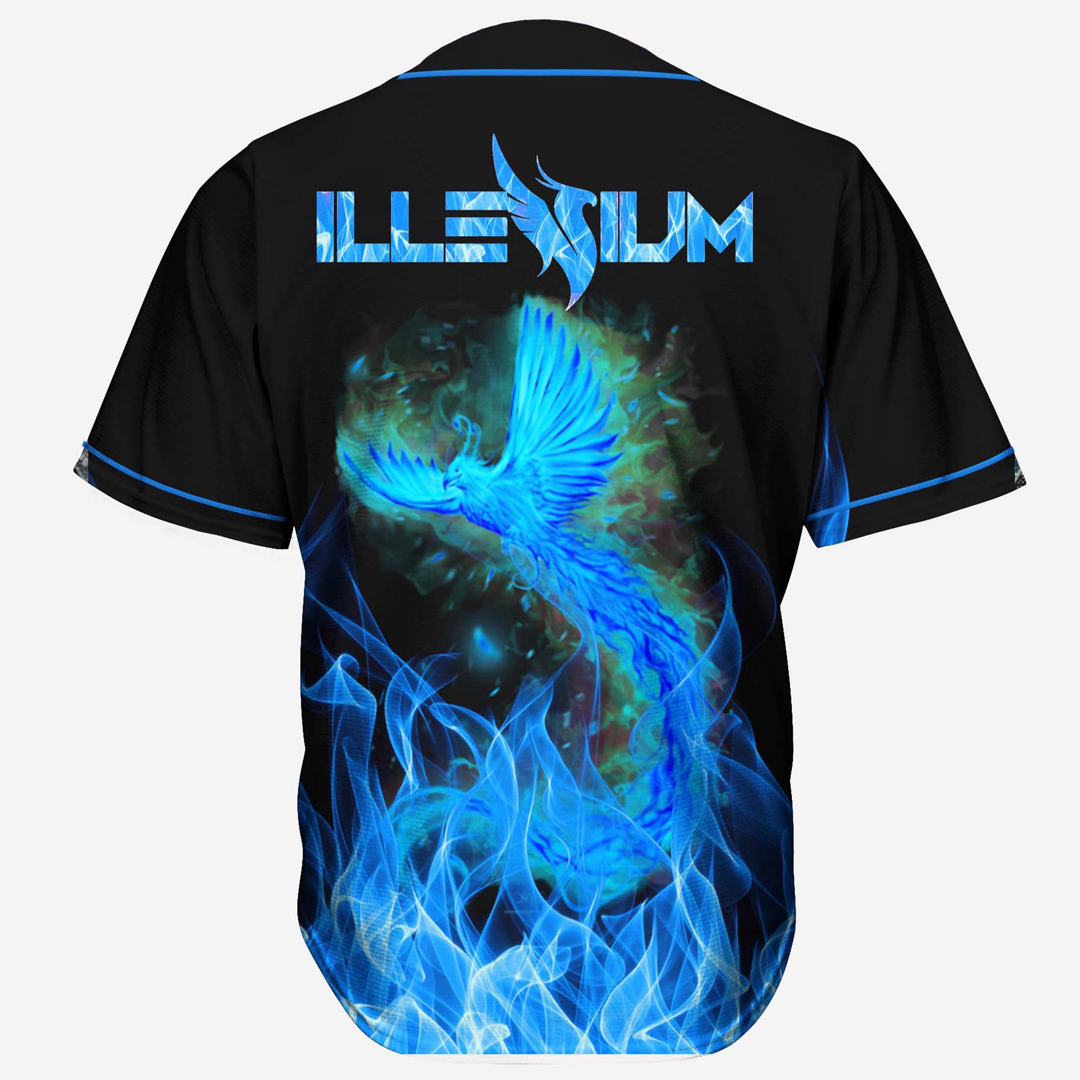 Light blue gradient cool illenium rave baseball jersey for EDM festivals