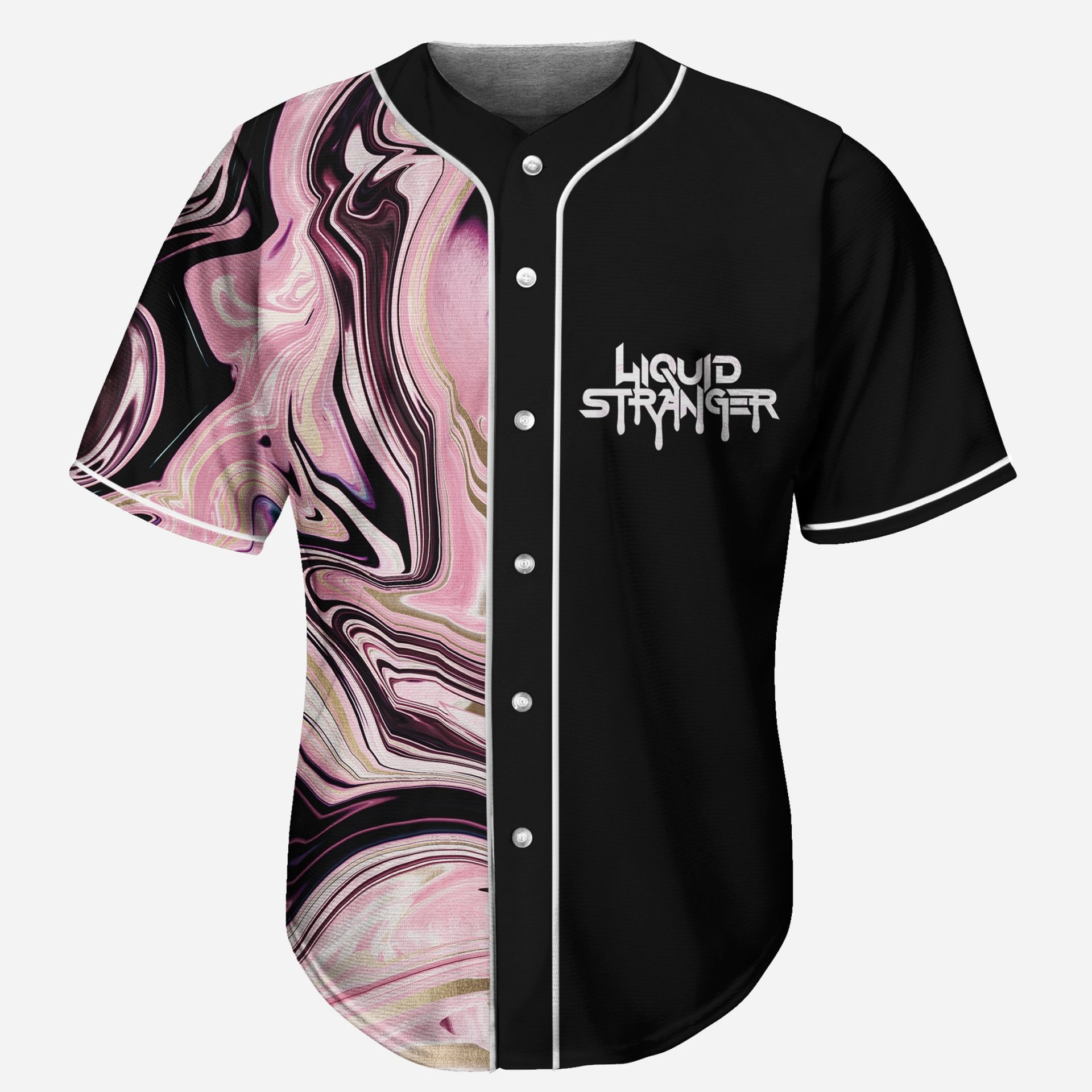 Liquid Stranger Nude Pink Oil Slick Baseball Jersey for EDM festivals