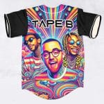 Tape B Mac Miller Juicy J Wiz Khalifa Collaboration trippy rave baseball jersey for edm festivals