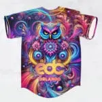 Edc Orlando trippy owl rave baseball jersey for EDM festivals