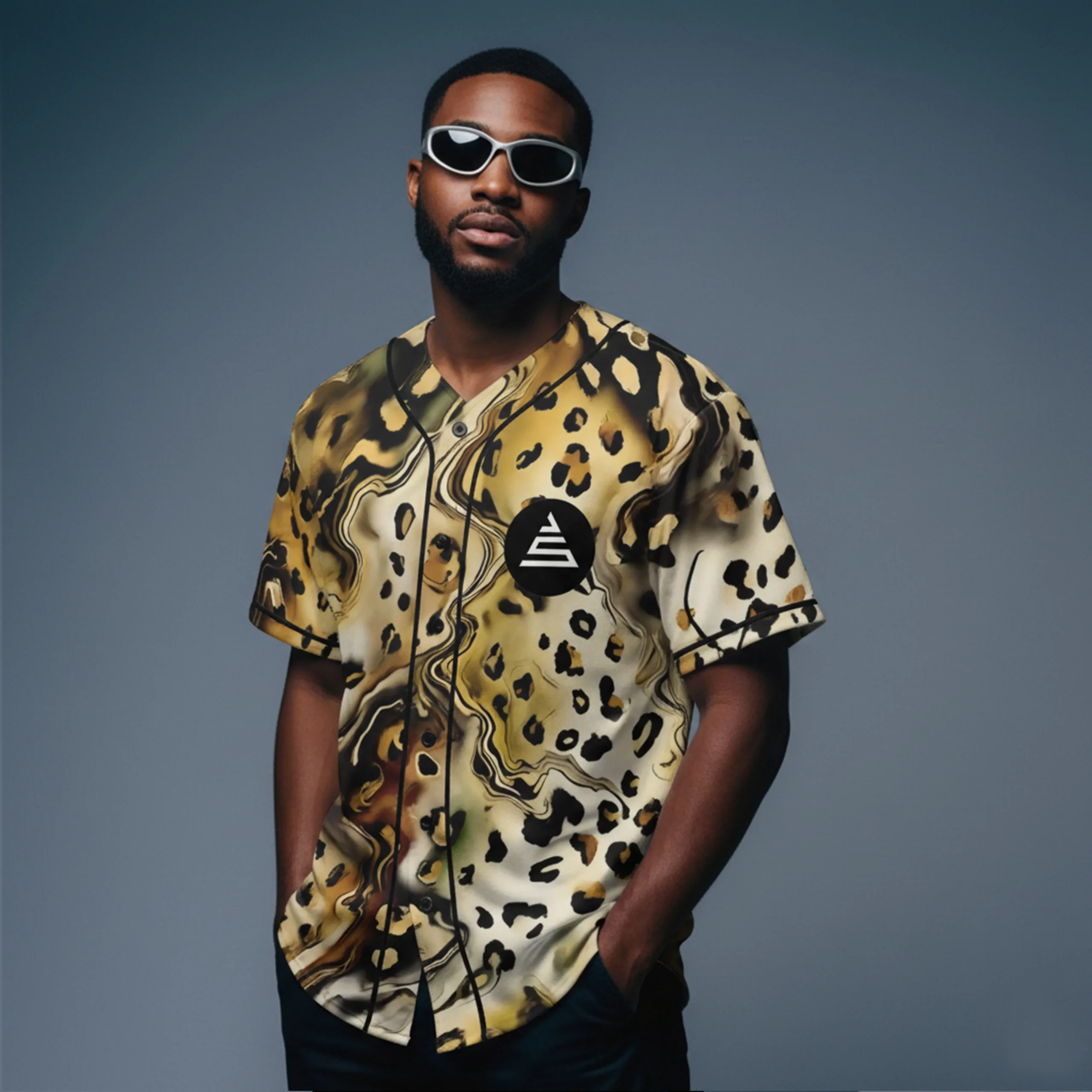 John Summit leopard pattern rave baseball jersey for EDM festivals