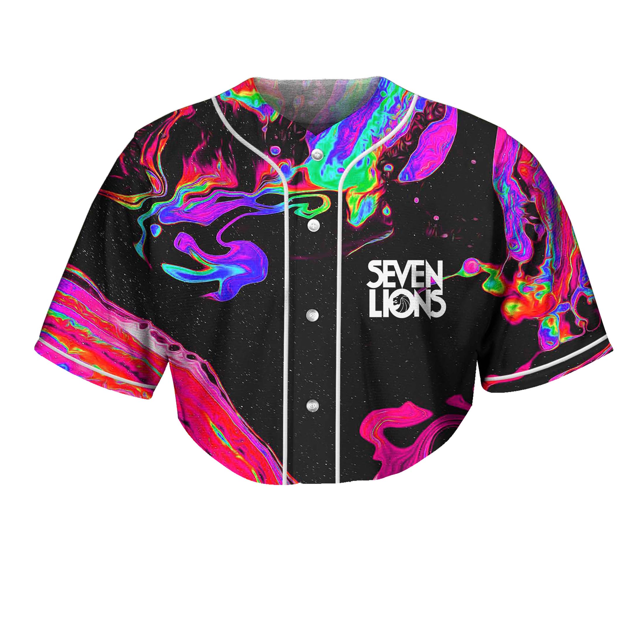 SEVEN LIONS PINK OIL SLICK CROP TOP JE…
