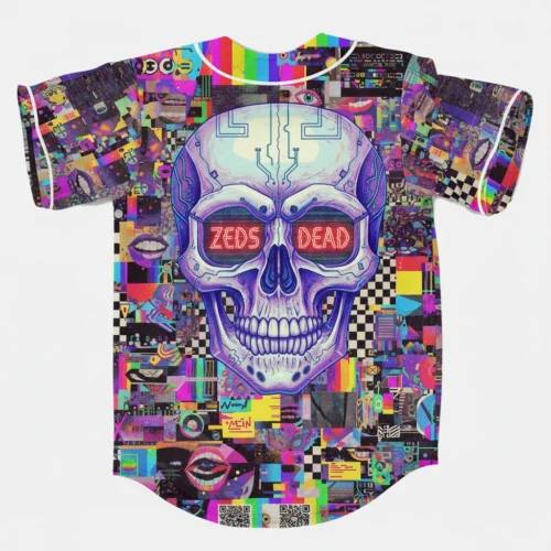 Zeds Dead test pattern rave baseball Jersey for EDM festivals